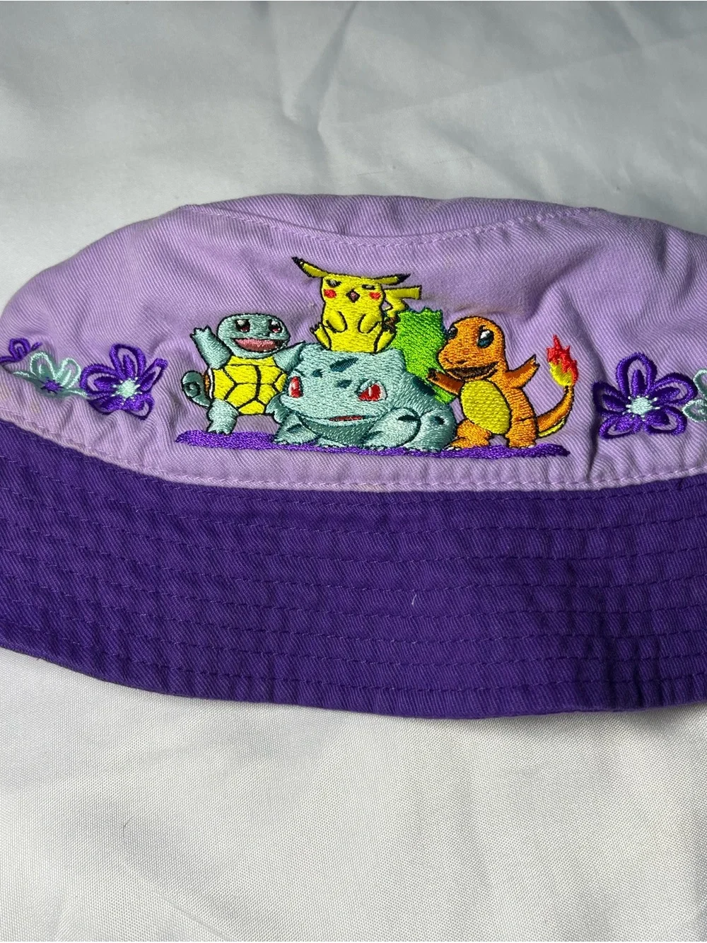 Vintage Pokémon Nintendo 2000 Purple Bucket Hat Girls OS Gotta Catch Em All Rare